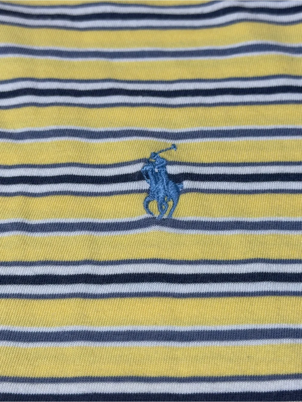 Vintage Polo Ralph Lauren Yellow Striped Polo Shirt Mens Medium Embroidered Pony
